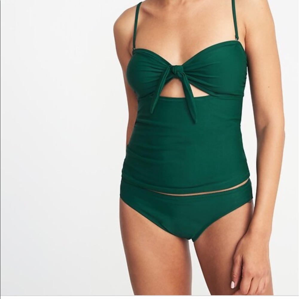 OLD NAVY — Forest Green Swim Top Tankini Tie–Front